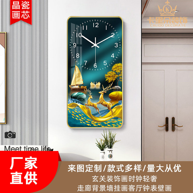 Moderno Hotel minimalista pasillo pintura decorativa reloj de lujo luz corredor Fondo colgante de pared pintura salón reloj mural