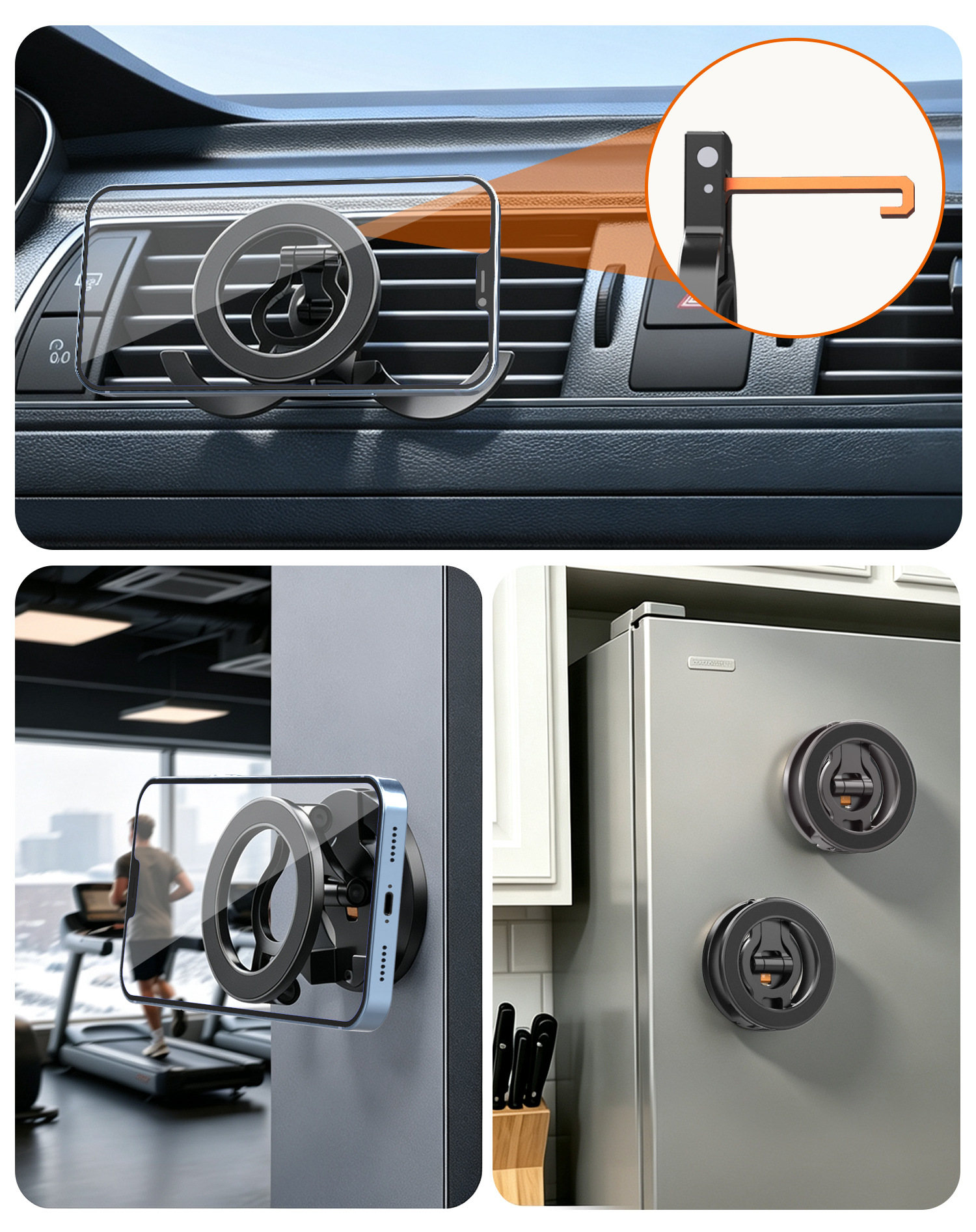 New Car Navigation Folding Bracket Magsafe Magnetic Multifunctional 360-Degree Rotating Innovative Three-Axis Phone Holder