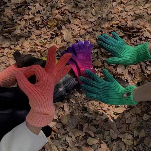 Winter Knitted Gloves in Han Style for  Couples - Acrylic Yarn Gradient Fashion Warm Touch Screen Split Finger Gloves for Women