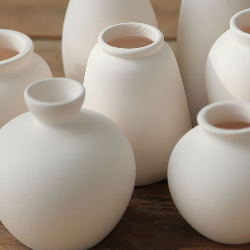 Vasos de cerámica simple, flores secas al aire nórdicas, flores secas al aire, pinturas de color bajo esmalte cerámico, productos semiacabados de bricolaje.