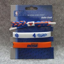 NBA明星可调节编织手绳环3条装篮球运动夜光硅胶腕带三件套