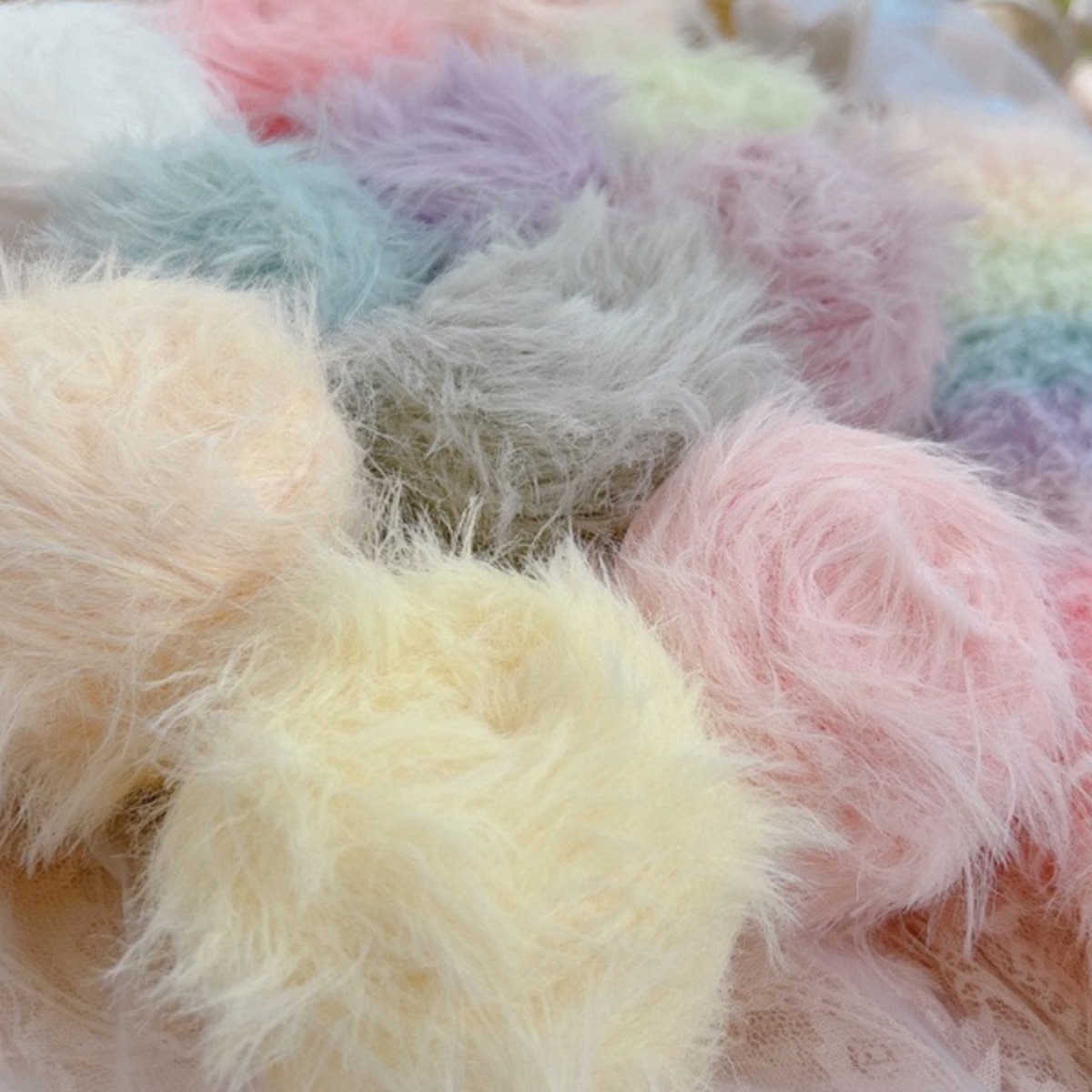 毛线屋长毛仿貂绒彩色马卡龙色手工编织diy围巾柔软不扎50g特色线