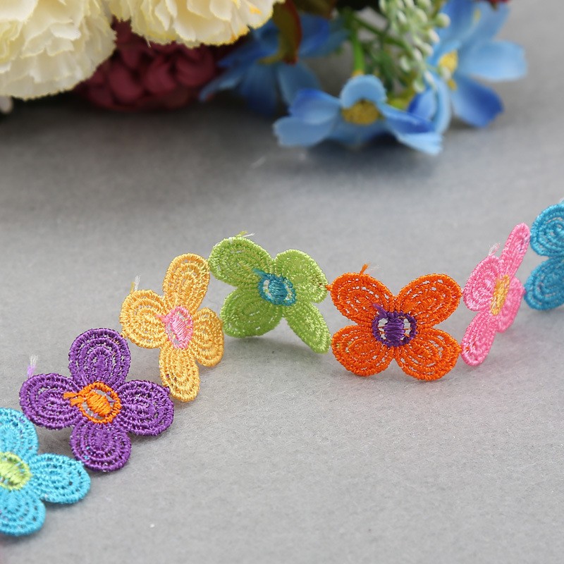 pétalos de color accesorios de encaje de encaje soluble en agua borde de encaje accesorios de decoración de sombreros decorativos hechos a mano flores multicolores