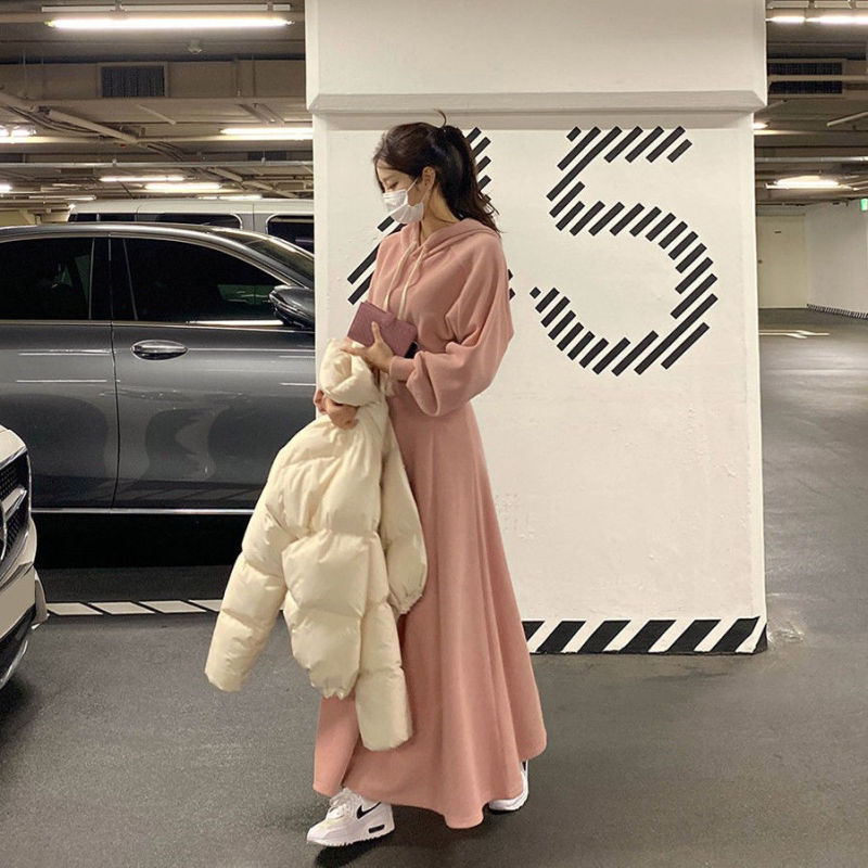 休闲运动套装2025年秋冬新款女连帽卫衣高腰Aa字半身裙时尚两件套|undefined