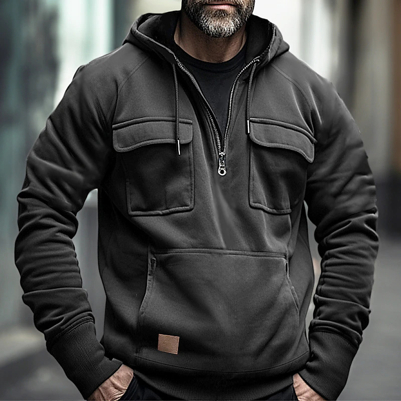 Sweat à capuche pour homme et veste en cuir multipoche_voghion.com