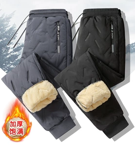 冬季防水防污男士保暖裤北极绒加厚羊羔绒保暖裤一件代发