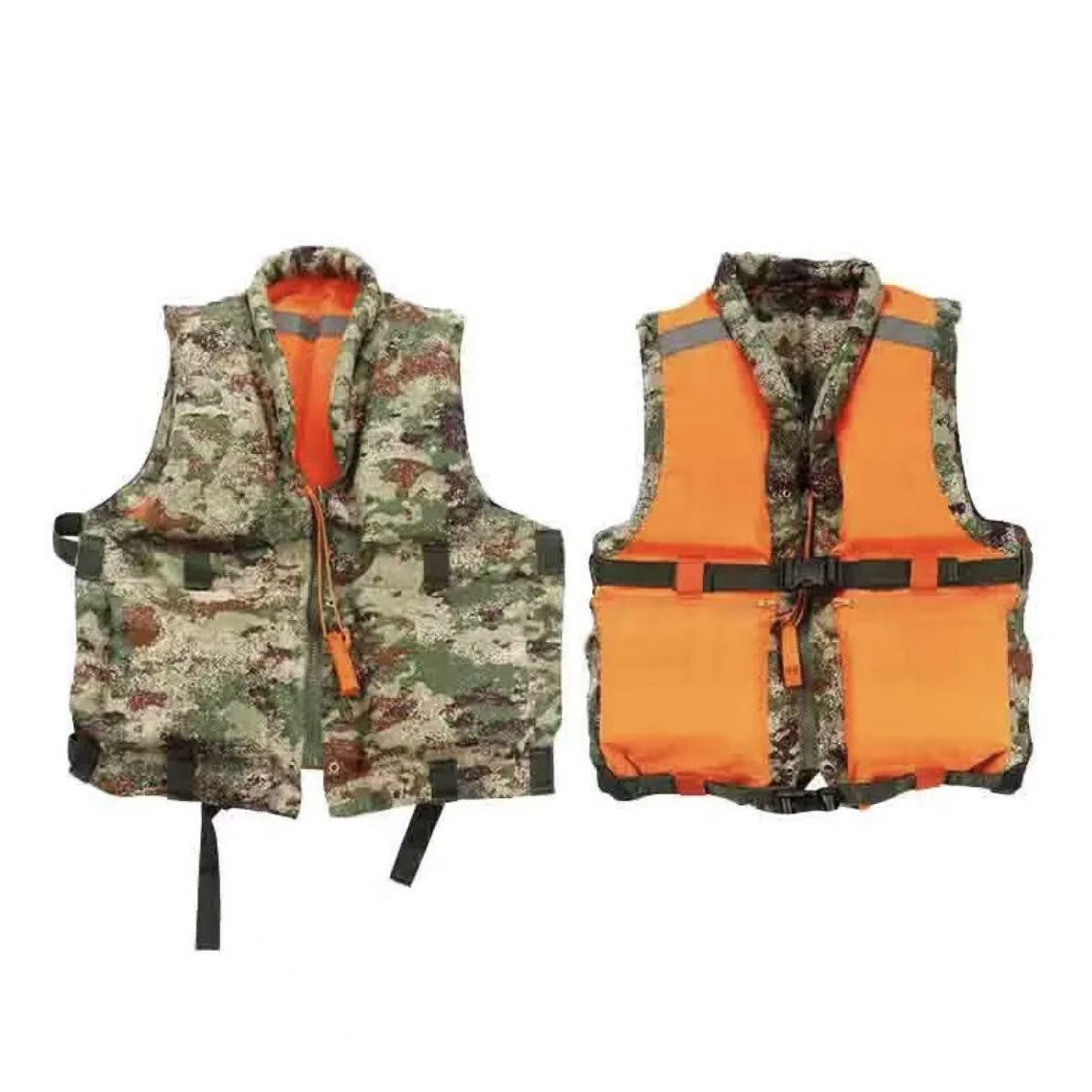 军训救生衣抗洪抢险双面穿87式迷彩救生衣 水域救援浮力背 心马甲