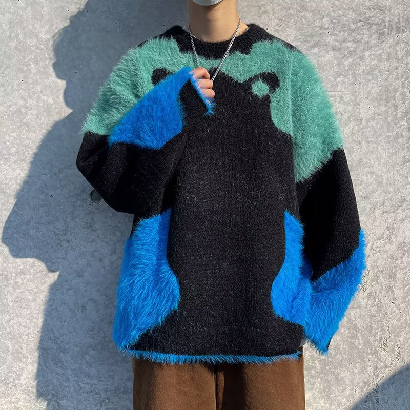 Winter Niche Color-Blocking Fashion Warm Sweater for Men, Lazy Style Casual Seahorse Wool Fashionable Plush Soft Knitted Sweater Winter Niche Color-Blocking Fashion Warm Sweater for Men, Lazy Style Casual Seahorse Wool Fashionable Plush Soft Knitted Sweater