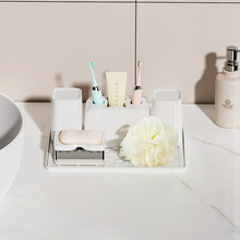 浴室用品六件套方形电镀漱口杯刷牙架香皂盒浴室收纳卫浴洗漱套周