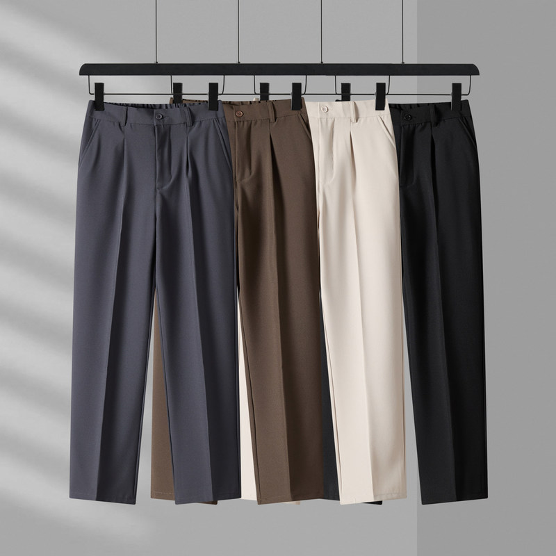 Men's Suit Pants Autumn New Style Loose Drape Straight Anti-Wrinkle Suit Pants Men's Naples Long Pants Men's Suit Pants Autumn New Style Loose Drape Straight Anti-Wrinkle Suit Pants Men's Naples Long Pants
