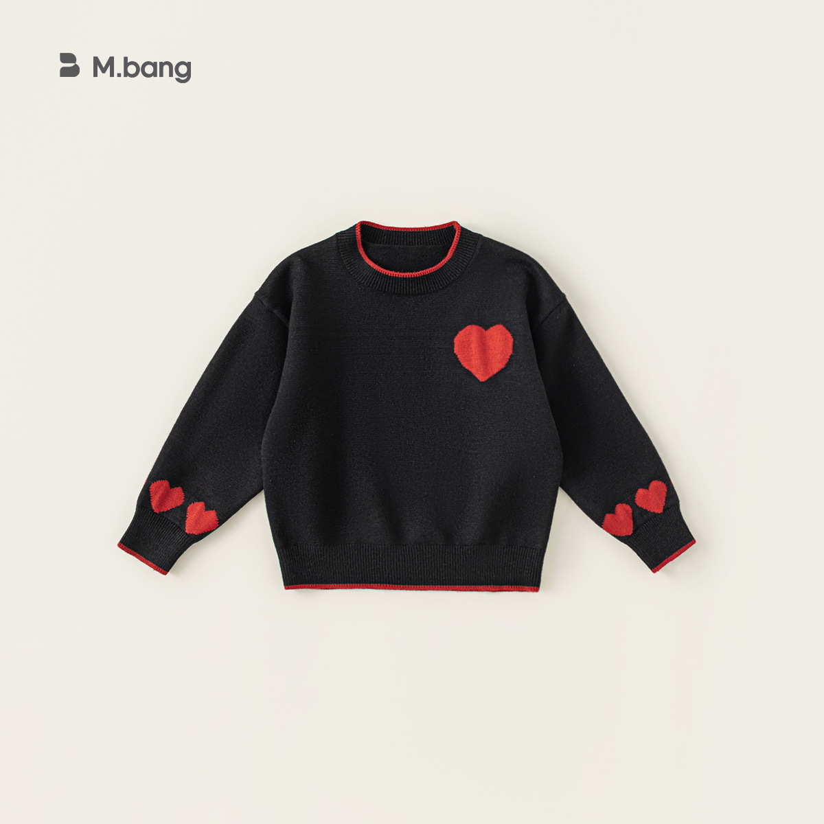 Yubao ropa infantil suéter de niñas primavera y otoño niñas color contrapeso amor jersey de punto chaqueta de manga larga para niños