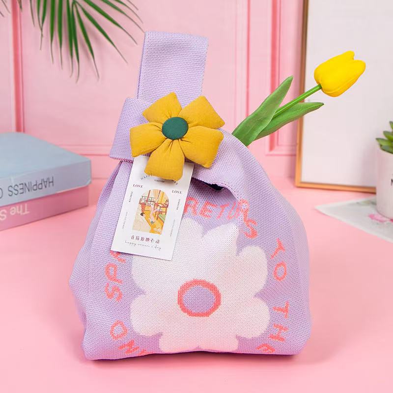 보라색 여덟 꽃잎 꽃 + 액세서리 색상 랜덤