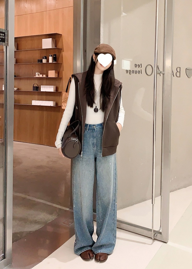 Women's Clothing Galaxy Rhinestone Denim Jeans Super Sparkly Mineral Grey Brushed Warm Regular Fit Women's Spring/Autumn Fashion_ecoleips.com