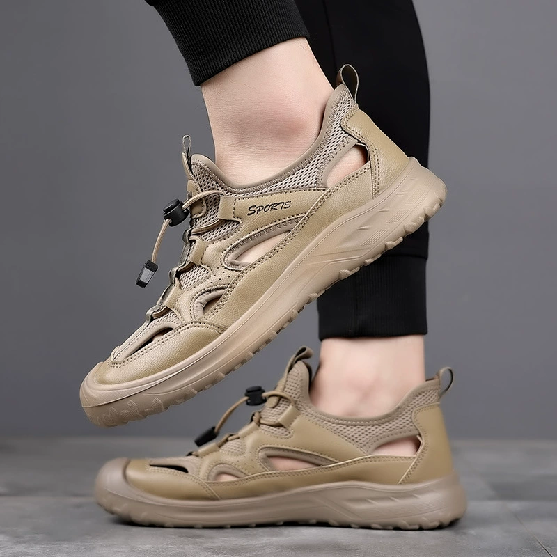 Мужская обувь 2025, новые летние сандалии, мужская повседневная обувь, полые уличные пляжные кроксы для вождения, дропшиппинг