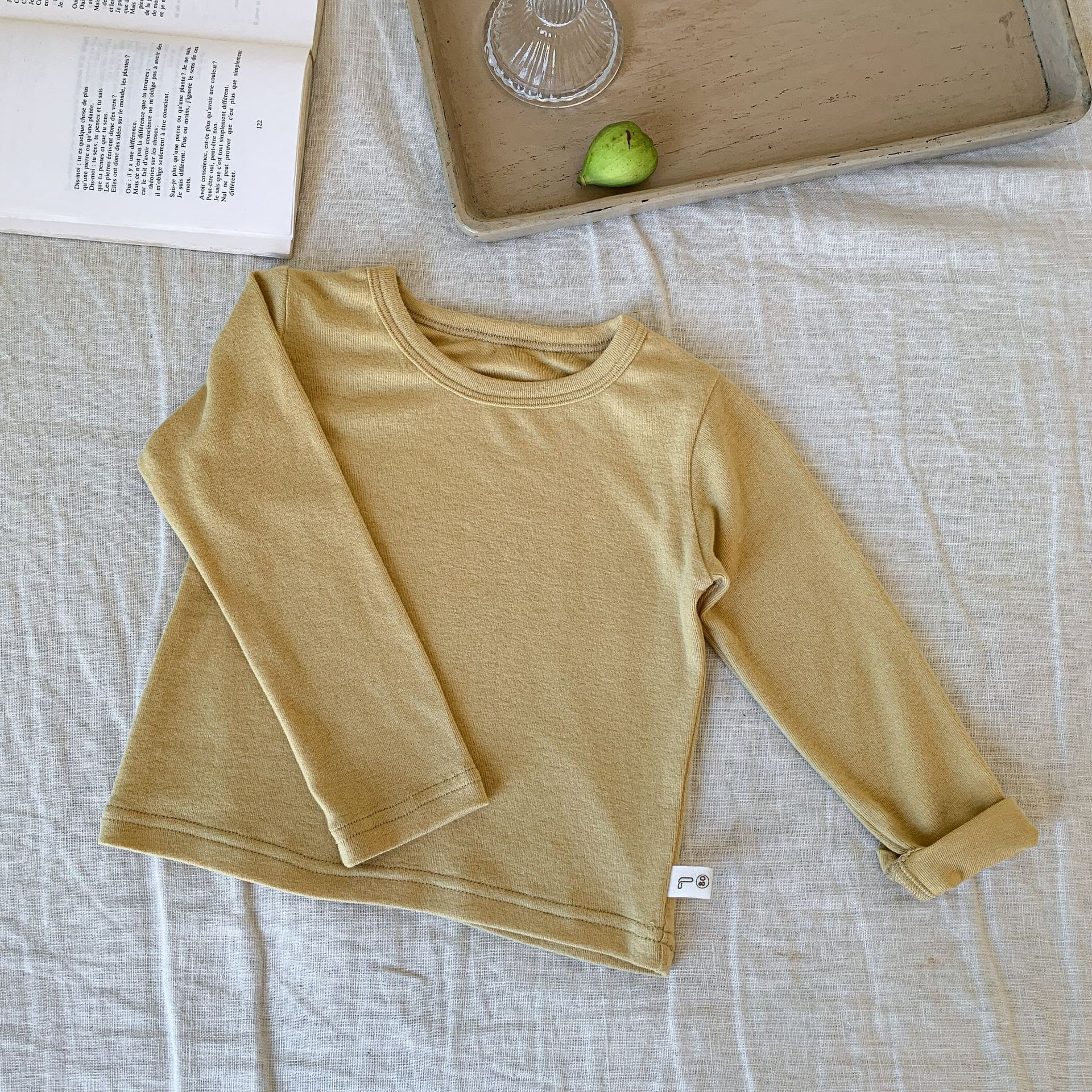 Sugar Pear ropa infantil camiseta de mangas largas para niñas otoño 2025 nuevo estilo de ropa de base para niños abrigos de otoño ropa de bebé image 3