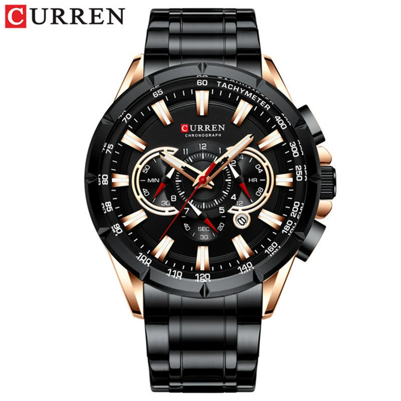 Curren Karray 8363 Мужские бизнес-сталь браслеты кварцевые календарь Шестой точка пакет многофункциональные ночи Мужские часы