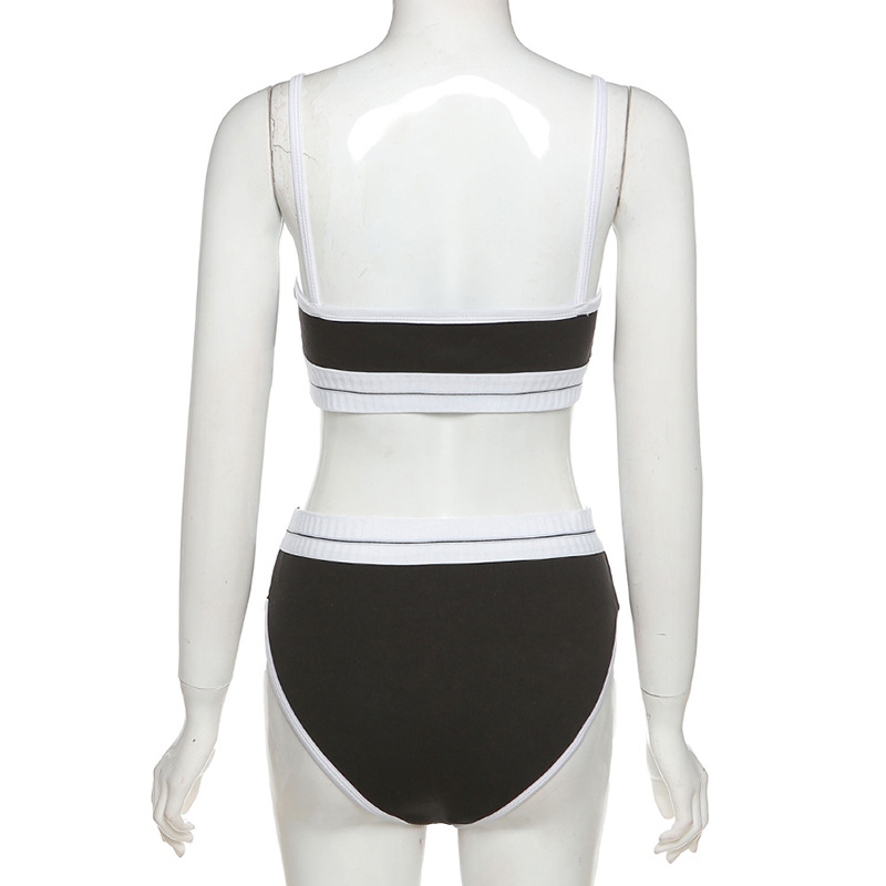 2020 Cross-Border European And American Style Autumn Winter New Women's Clothing Color-Block Crop Top Fashion Camisole_ecoleips.com