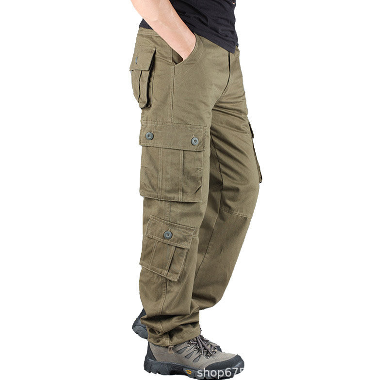 Multi-Bolsillo overoles pantalones casuales de los hombres al aire libre resistente al desgaste táctico más tamaño suelto recto 8-Bag pantalones de comercio exterior