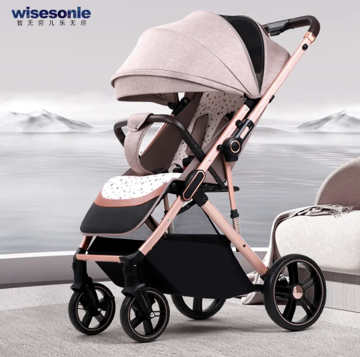 Cochecito con Vista Panorámica, Plegable en Dos Direcciones, Cochecito para Bebé, Cochecito Plegable para Niños, Cochecito de Bolsillo Portátil.