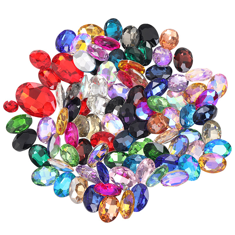Xiaopu cristal accesorios DIY teléfono móvil rhinestone Ropa Accesorios puntiagudos Fondo oval en forma de diamantes de imitación