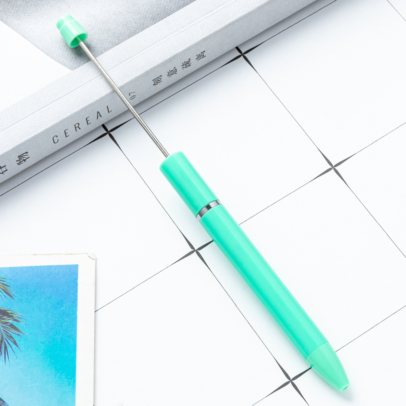 Inventario al por mayor creativo diy bolígrafo de cuentas largos bolígrafo de cuentas de impresión personalizado bolígrafo de cuentas de mano