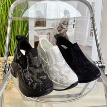 2025年春秋季新款水钻高配烫钻内增高小白鞋外贸韩国小个子女鞋