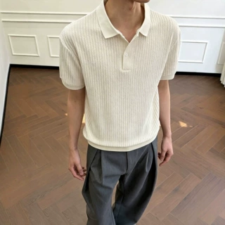 老钱风松弛感扭花POLO衫男款夏季人夫感穿搭短袖cleanfit短款T恤