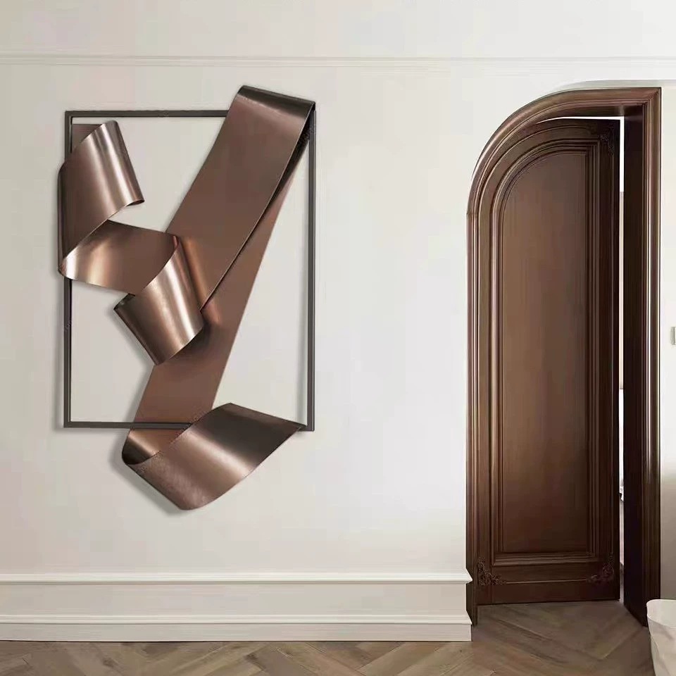 Modern minimalistic three dimensional creative metal pendant, light luxury style