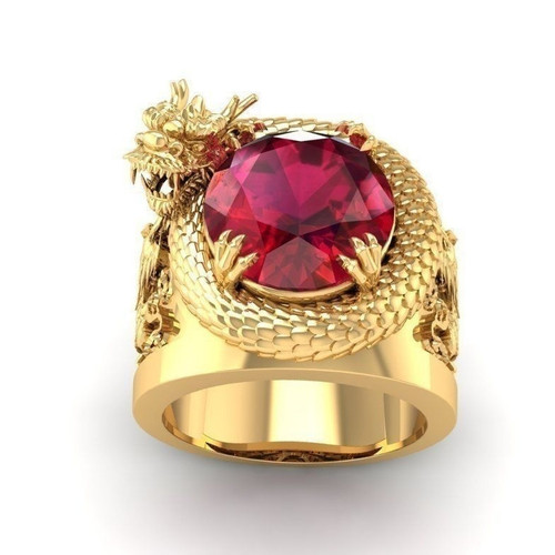 Wish Amazon cross-border new European and American-style diamond ring for men, gold-colored bold dragon-shaped ring—factory wholesale