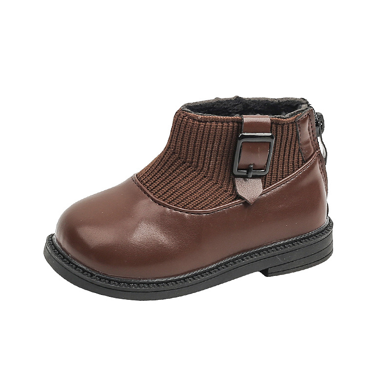 Mädchen Kurze 2024 Winter Neue Mädchen Baby Schuhe Single mit Samt Warme Baumwolle Kinder Martin Stiefel_voghion.com