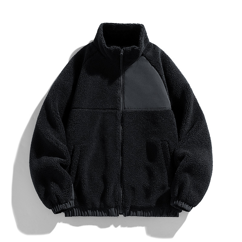 Men's Jacket Lamb Wool Thick Warm Fleece Stand Up Collar Jacket_voghion.com