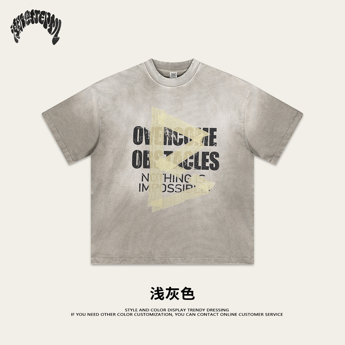 Impresora de marcas| 2025 primavera y verano marca de marea de algodón juvenil tipo suelto lavado camiseta de manga corta de alta calidad para hombres