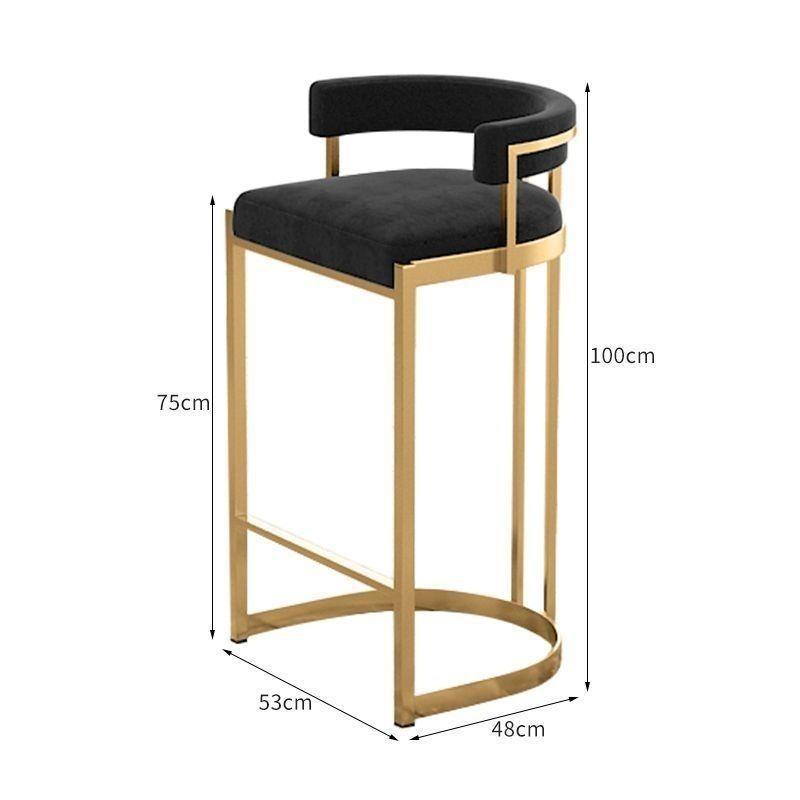 Silla de bar taburetes altos de hierro forjado respaldo casero tablero de aluminio escandinavo de lujo simple silla de bar silla alta image 18