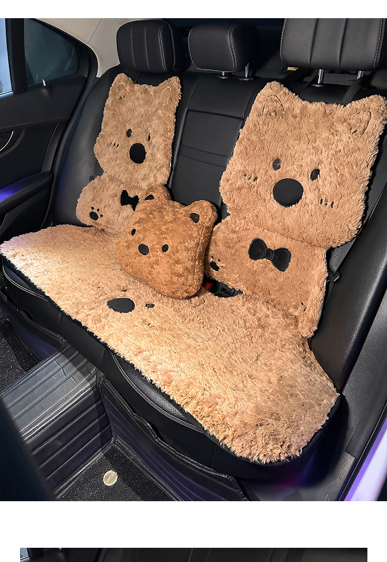 Car Seat Cushion Winter Thick Plush Cute West Highland Puppy Seat Cushion In-Car Autumn and Winter Warm Car Seat Cover for Women