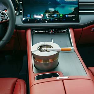 Rotatable and collapsible aluminum alloy car ashtray with cover, anti-ash scattering and anti-fall, high-end ashtray for living room and home use