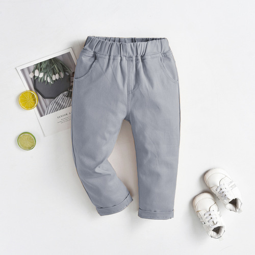 Cross-border boys' and girls' elastic long pants for middle-aged, big children, babies, spring and autumn outdoor wear, trendy and cool stylish pants, casual school uniforms