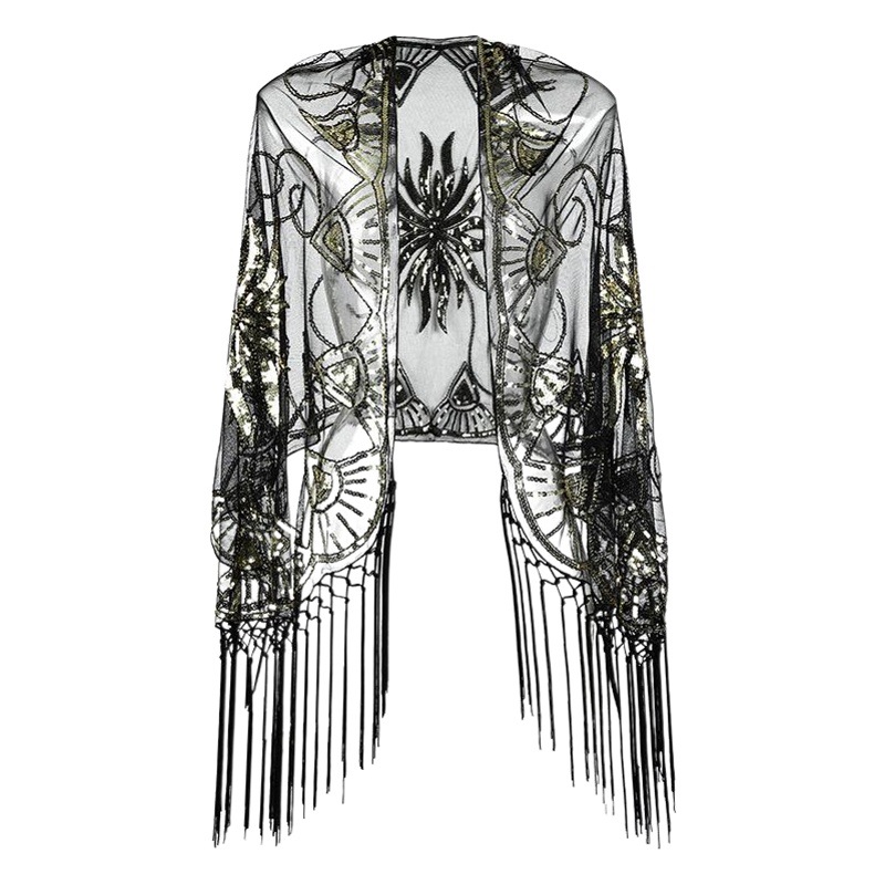 1920s handmade tassel with sequins evening dress party dinner cheongsam outside the cross-border European and American shawl