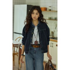 solighter法式复古小立领牛仔夹克外套女秋季
