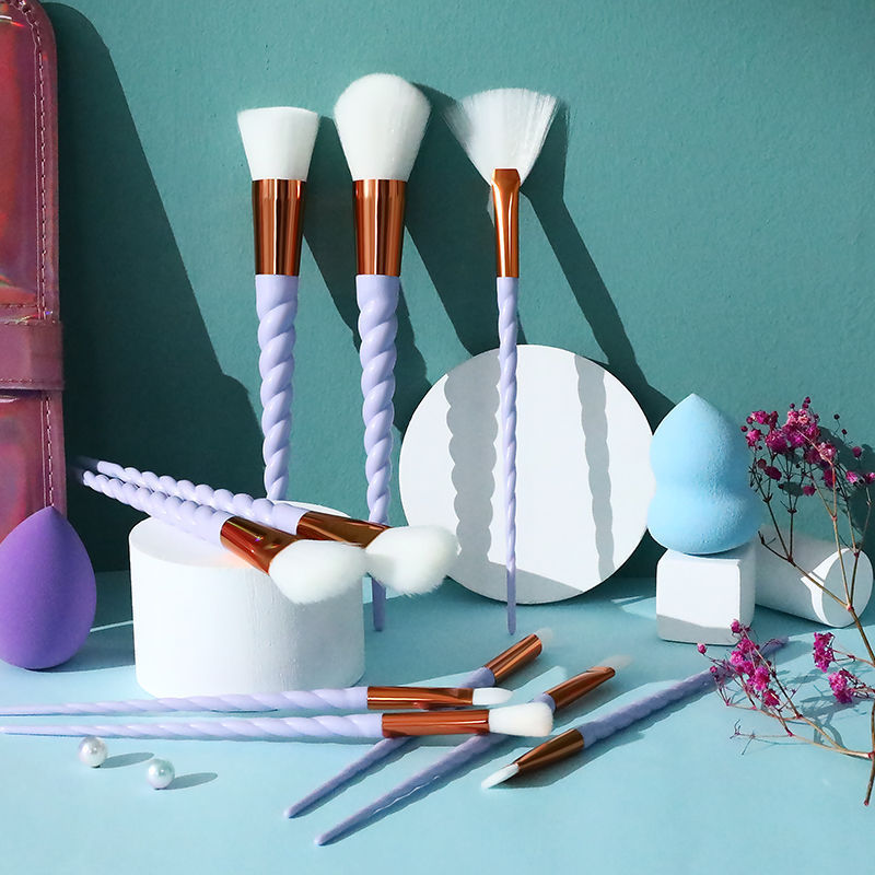Nuevo diez unicornio maquillaje cepillos traje maquillaje conjunto completo almacenamiento sombra de ojos cepillo labio lindo maquillaje herramientas