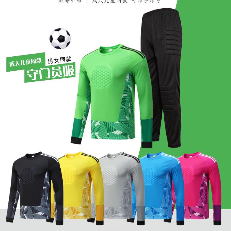 Goalkeeper Football Uniform Set Long-Sleeved Sponge Protective Jersey Competition Shirt Training Uniform Cross-Border Exclusive Supply Goalkeeper Football Uniform Set Long-Sleeved Sponge Protective Jersey Competition Shirt Training Uniform Cross-Border Exclusive Supply