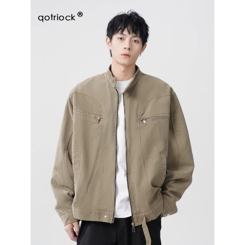 American retro Harrington canvas short jacket, unisex, spring collection, trendy high-street style, cool and stylish, clean fit, stand-up collar