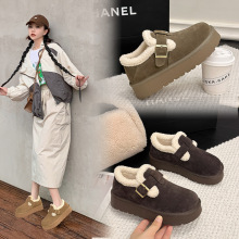 高端真皮偏头博肯雪地靴女2025新款两穿防滑轻便厚底保暖女棉靴