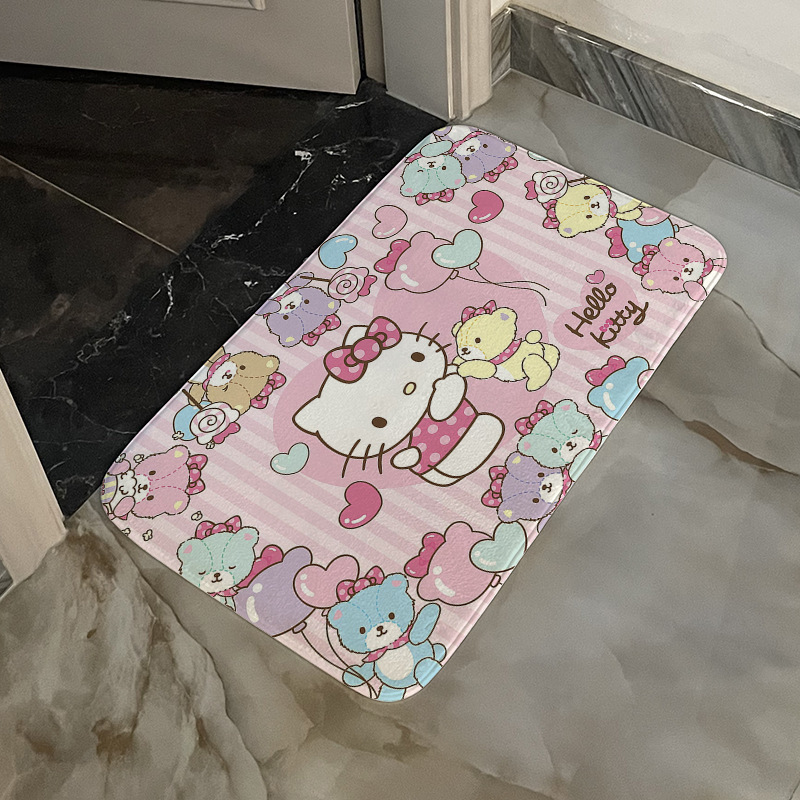 代发凯蒂猫卡通浴室垫家居装饰地毯卫生间脚垫法兰绒印花防滑地垫|undefined