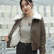 加绒皮衣外套皮夹克加厚2025秋冬新款时尚毛领洋气短款上衣有吊牌