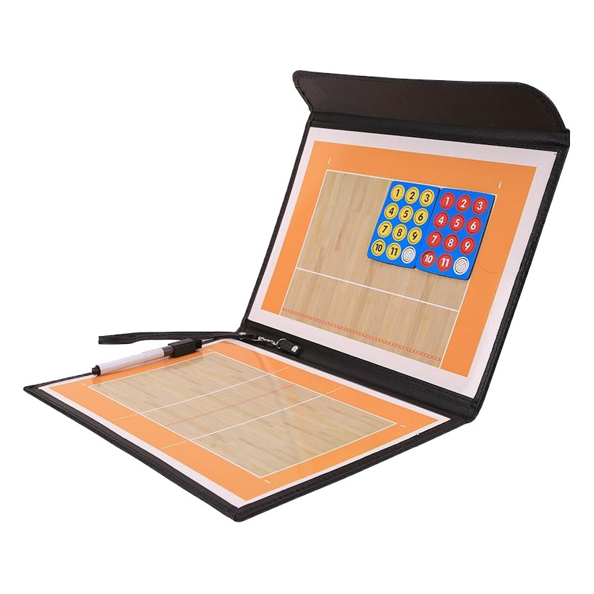 Volleyball leather folding tactical board magnetic with pen with wiping teaching board tri-fold women's volleyball tactical plate sand plate