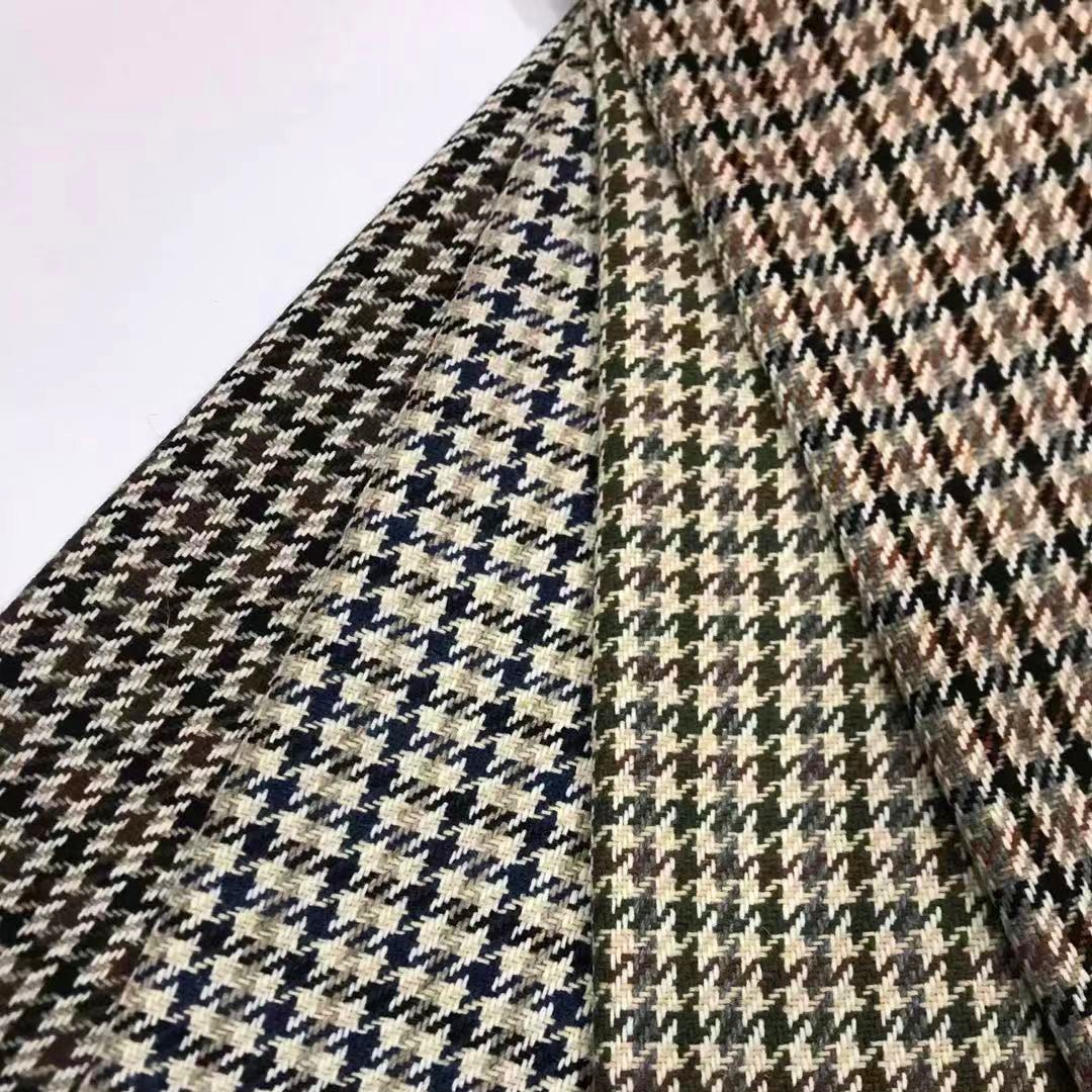 现货供应 新款彩色涤纶大千鸟格面料  秋冬款服装面料 绍兴面料