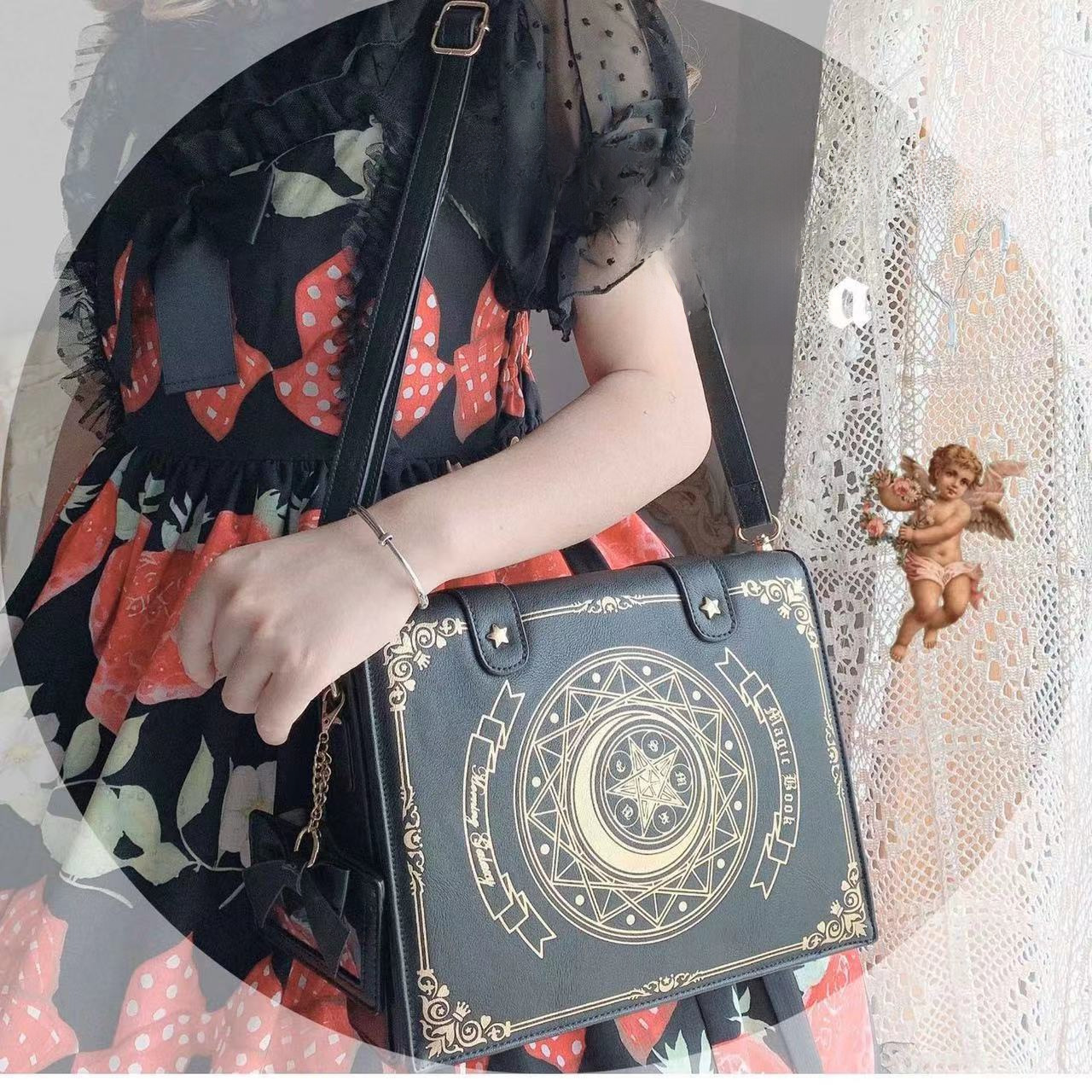 2022 New lolita bag original design star and moon magic book diagonal shoulder flip women's sweet and elegant_voghion.com