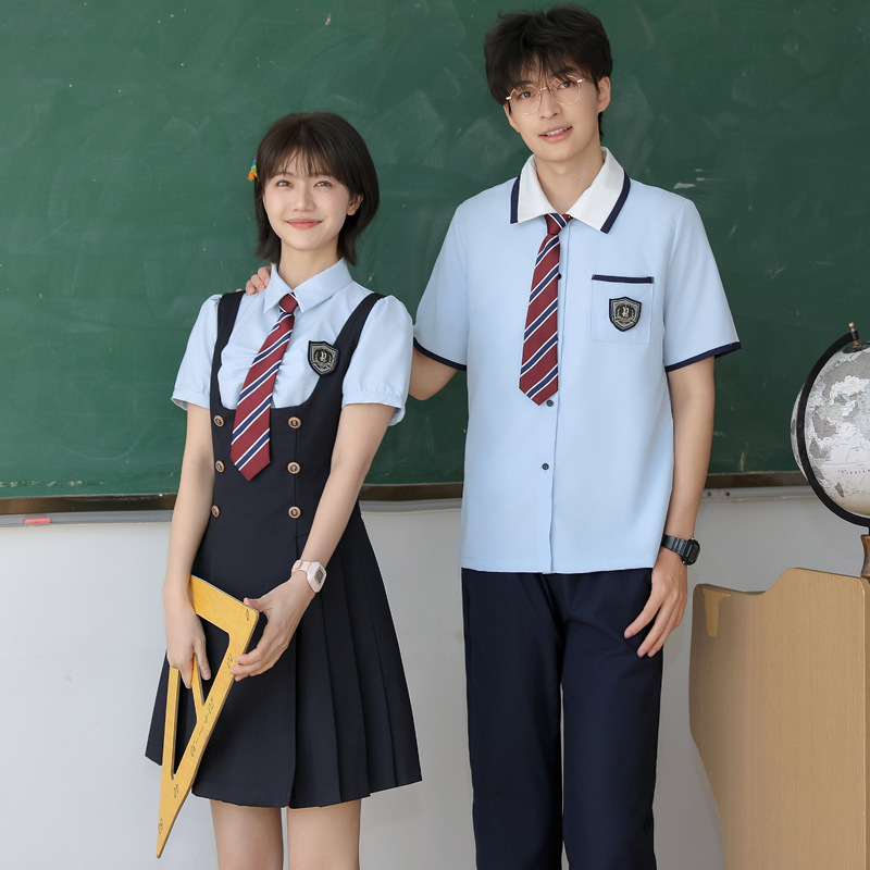 2025 Real Shot Couple Outfit Summer Student Class Uniform Set Suit Skirt Men's Set Women's Performance Costume