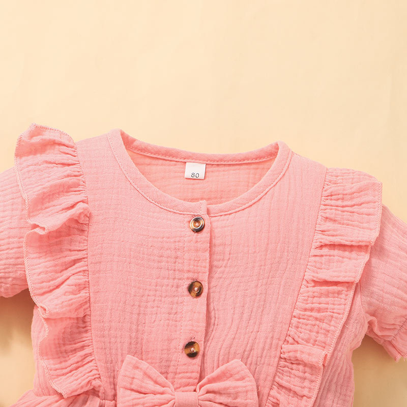 Robe D&#39;été Rose À Manches Courtes Pour Bébé display picture 4