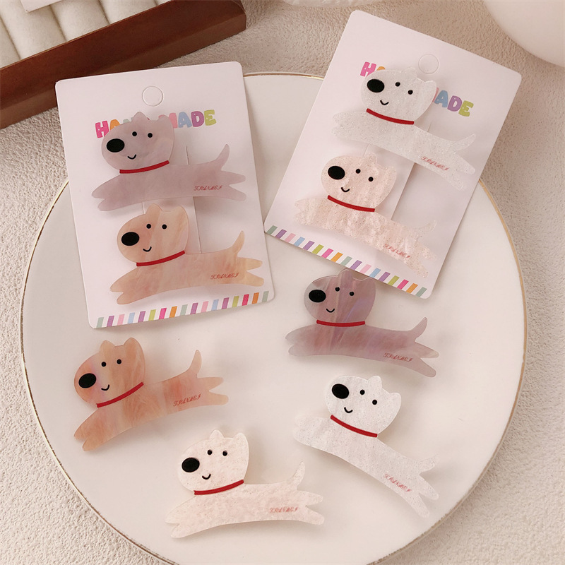 Diversión adolescente dulce acrílico perrito clip de cabello de dibujos animados lateral clip de bang clip de cabello adorable clip de boca de pato tocado